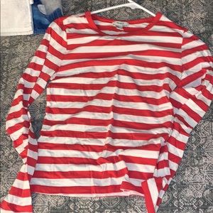 red and white striped shirt